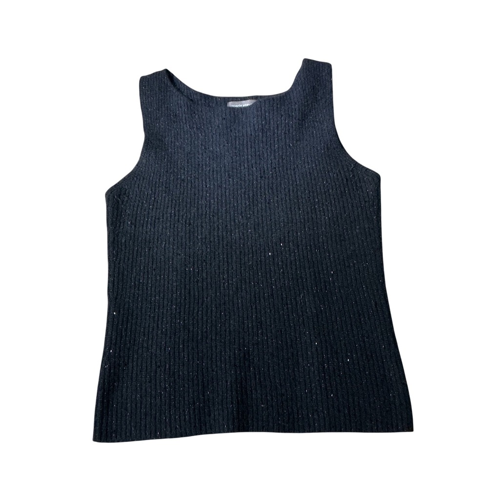 Valerie Stevens Sparkly Angora Wool Blend Knit Top Womens M Black Dark Academia